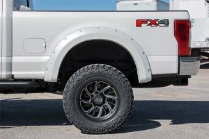 Ford F-250 Super Duty Fender Flares - Rough Country - Pocket Rivet Style - Unpainted - Flat Black - '17-'22